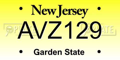 AVZ129 New Jersey License Plate