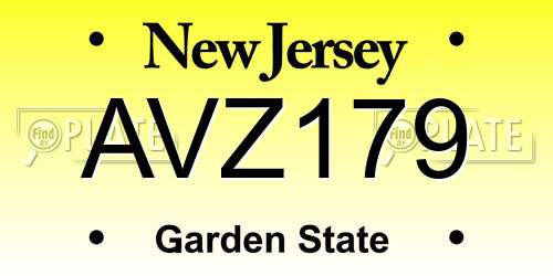 AVZ179 New Jersey License Plate