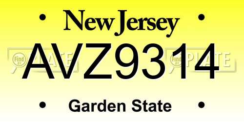 AVZ9314 New Jersey License Plate