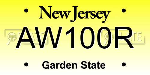 AW100R New Jersey License Plate