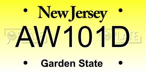AW101D New Jersey License Plate
