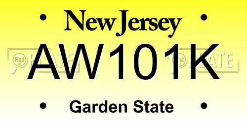 AW101K New Jersey License Plate