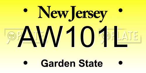 AW101L New Jersey License Plate