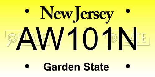 AW101N New Jersey License Plate