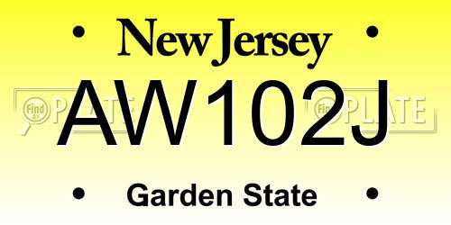 AW102J New Jersey License Plate