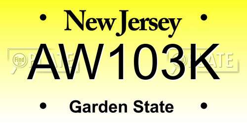 AW103K New Jersey License Plate