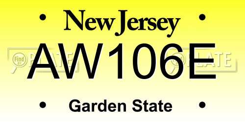 AW106E New Jersey License Plate