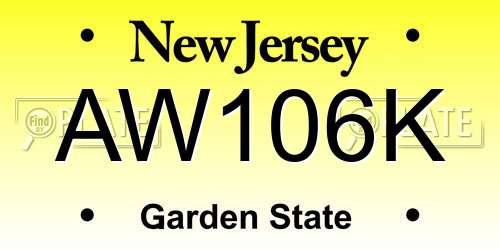 AW106K New Jersey License Plate