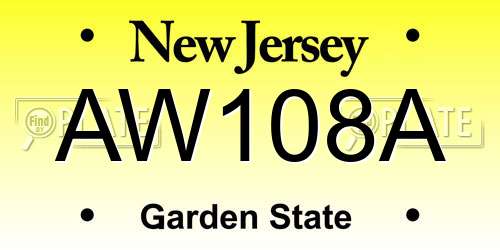 AW108A New Jersey License Plate