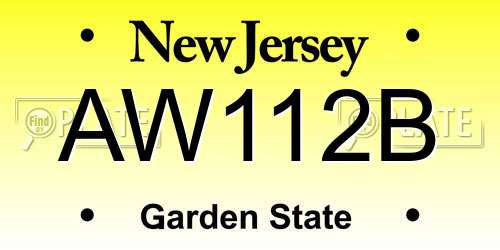 AW112B New Jersey License Plate