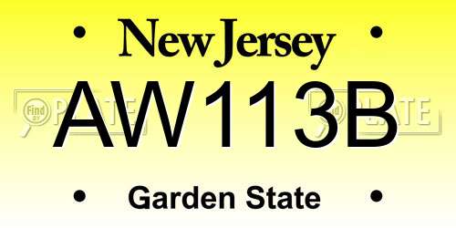AW113B New Jersey License Plate