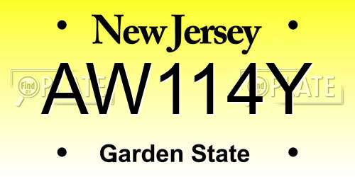 AW114Y New Jersey License Plate