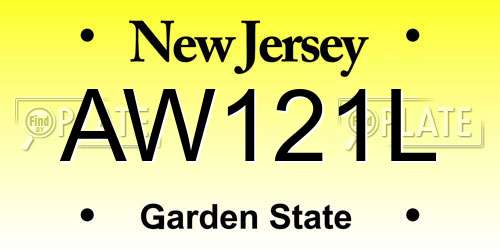 AW121L New Jersey License Plate