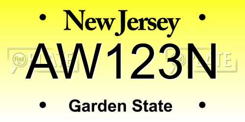 AW123N New Jersey License Plate