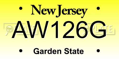 AW126G New Jersey License Plate