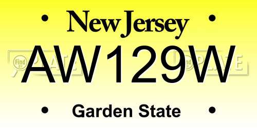 AW129W New Jersey License Plate