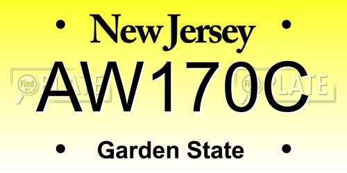 AW170C New Jersey License Plate