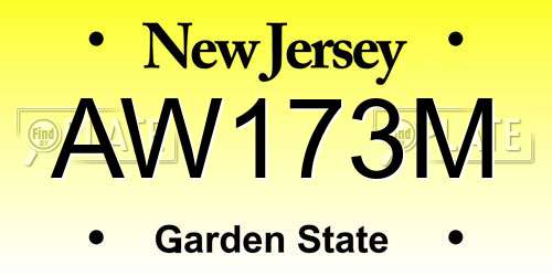 AW173M New Jersey License Plate
