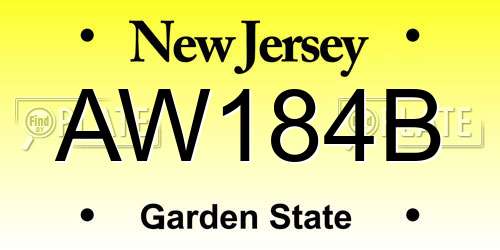 AW184B New Jersey License Plate