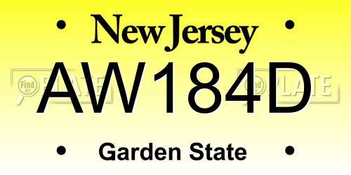 AW184D New Jersey License Plate
