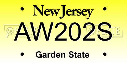 AW202S New Jersey License Plate