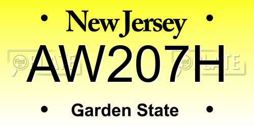 AW207H New Jersey License Plate