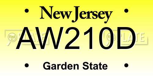 AW210D New Jersey License Plate