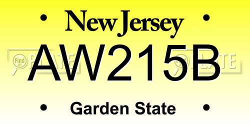AW215B New Jersey License Plate