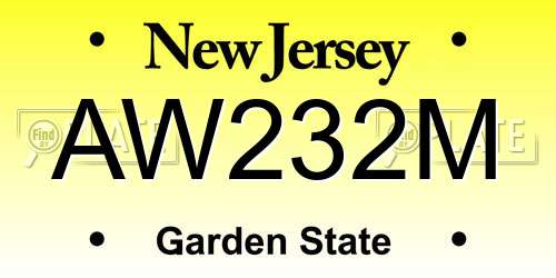 AW232M New Jersey License Plate