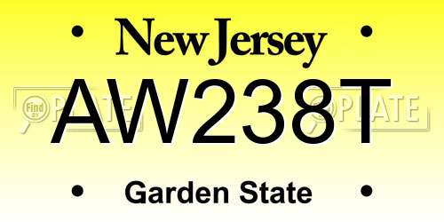 AW238T New Jersey License Plate