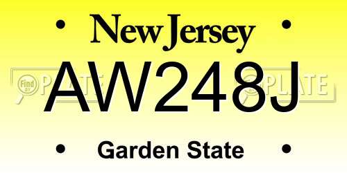 AW248J New Jersey License Plate