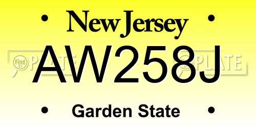 AW258J New Jersey License Plate