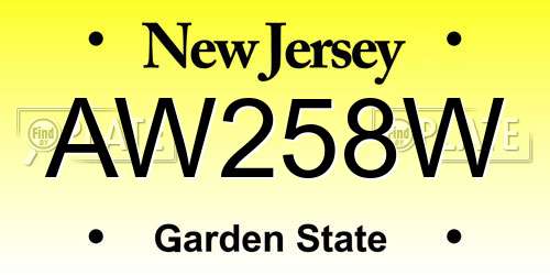 AW258W New Jersey License Plate