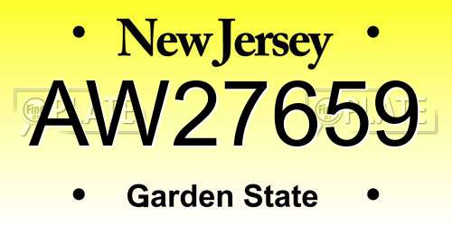 AW27659 New Jersey License Plate