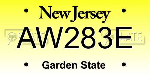 AW283E New Jersey License Plate