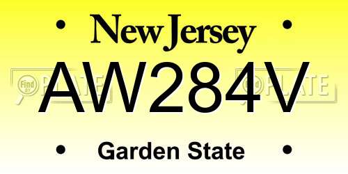 AW284V New Jersey License Plate