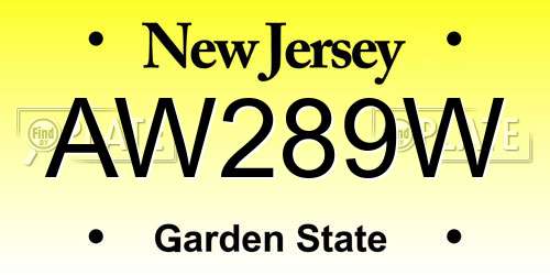 AW289W New Jersey License Plate