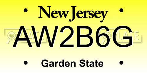 AW2B6G New Jersey License Plate