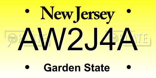 AW2J4A New Jersey License Plate