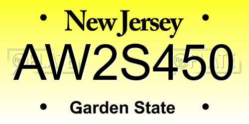 AW2S450 New Jersey License Plate