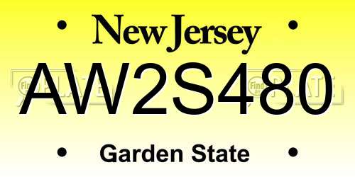 AW2S480 New Jersey License Plate