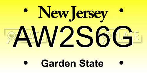 AW2S6G New Jersey License Plate