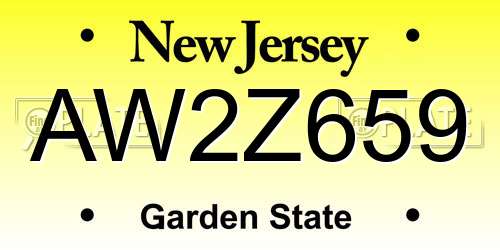 AW2Z659 New Jersey License Plate