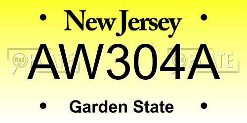 AW304A New Jersey License Plate