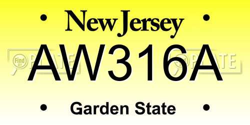 AW316A New Jersey License Plate