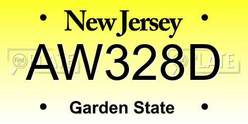 AW328D New Jersey License Plate