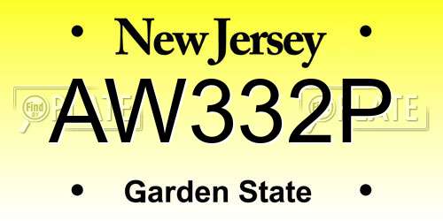 AW332P New Jersey License Plate