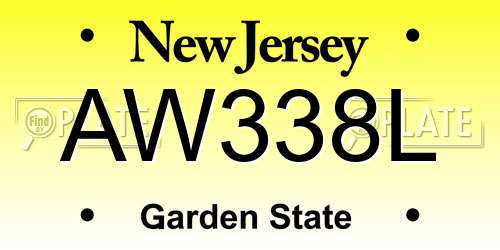AW338L New Jersey License Plate