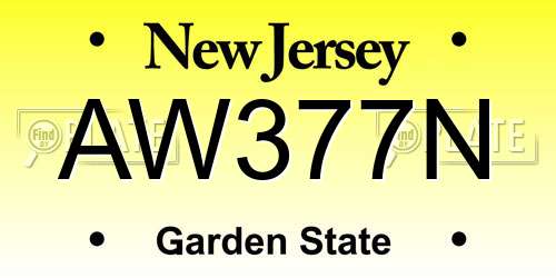 AW377N New Jersey License Plate