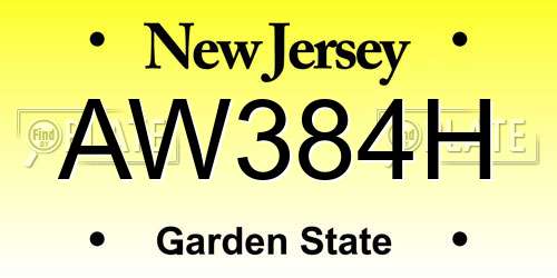 AW384H New Jersey License Plate